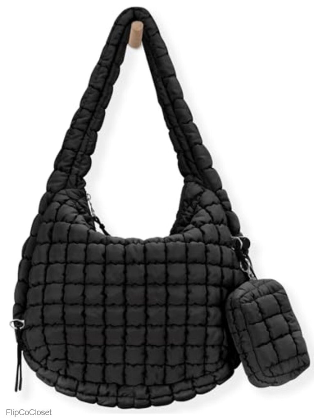 Large Quilted Puffer Tote Bag Lightweight Nylon Carryall Crossbody